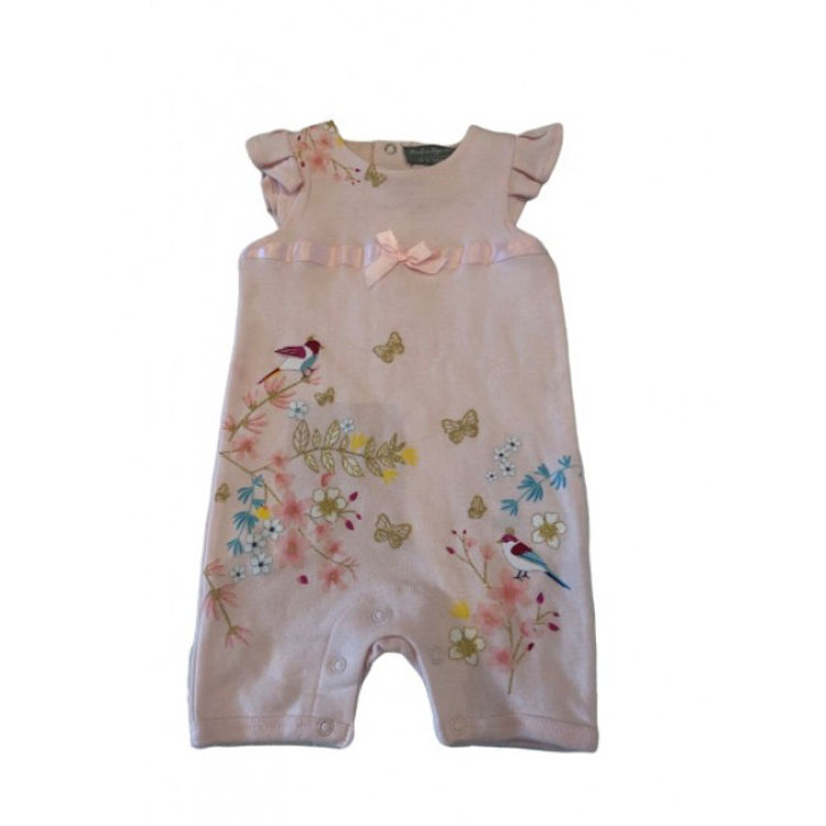 Picture of R18209- GIRLS COTTON ROMPERS FRONT BOW AND GLITTER DESIGN